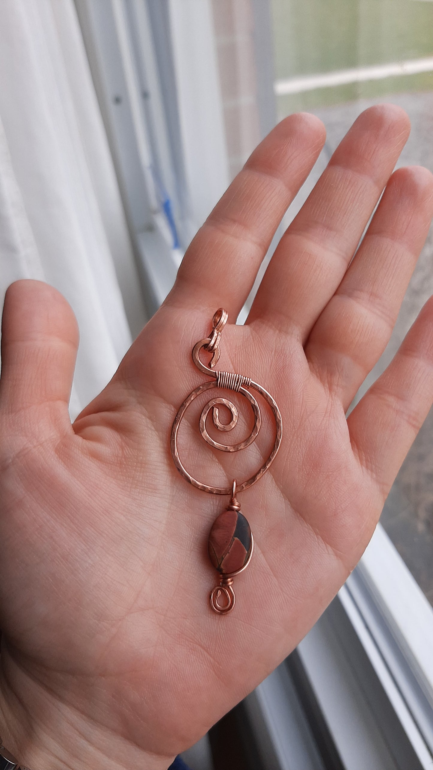 Copper pendant with RED CREEK Jasper bead