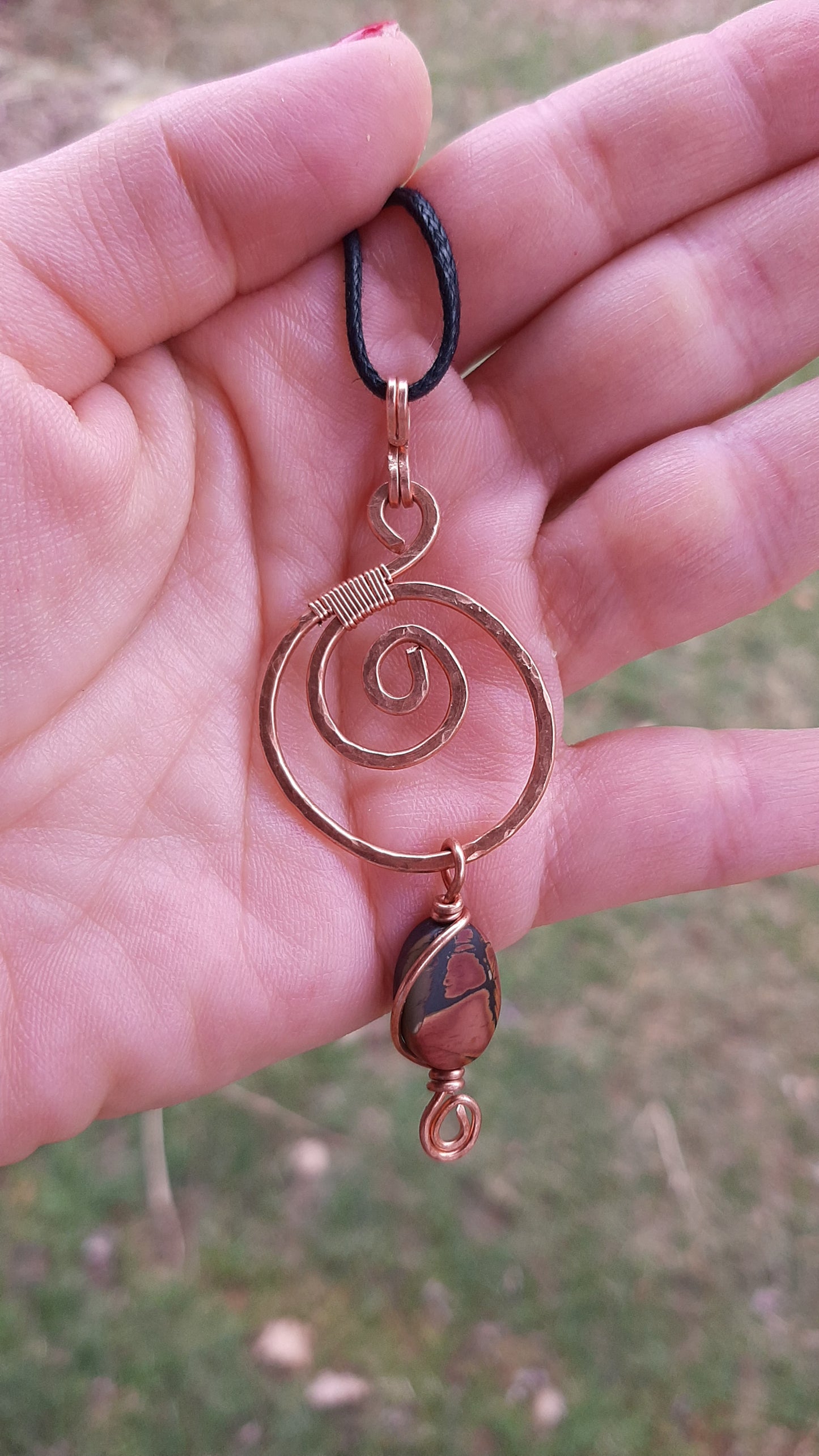 Copper pendant with RED CREEK Jasper bead