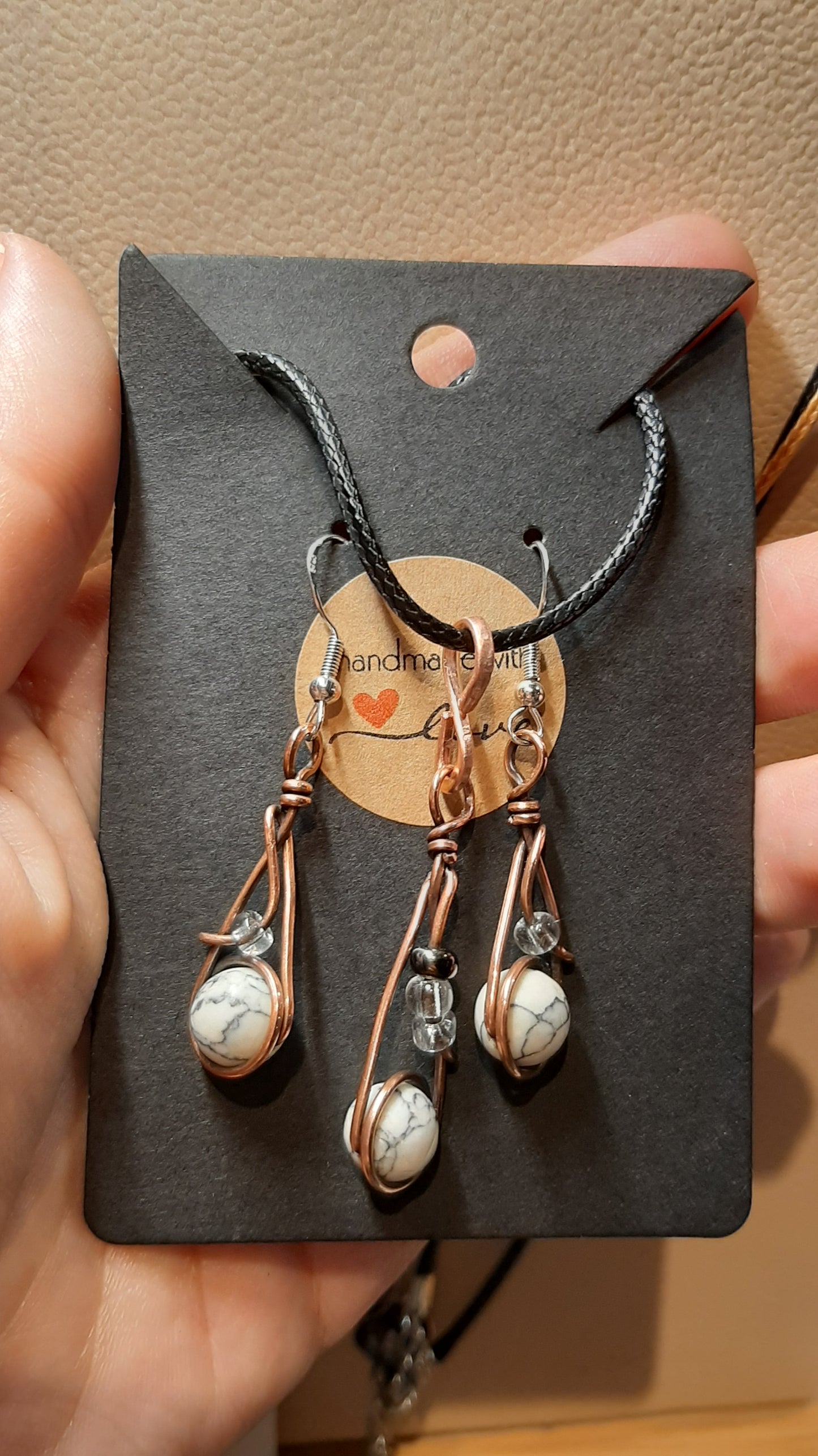 Howlite set - wrapped in copper metal