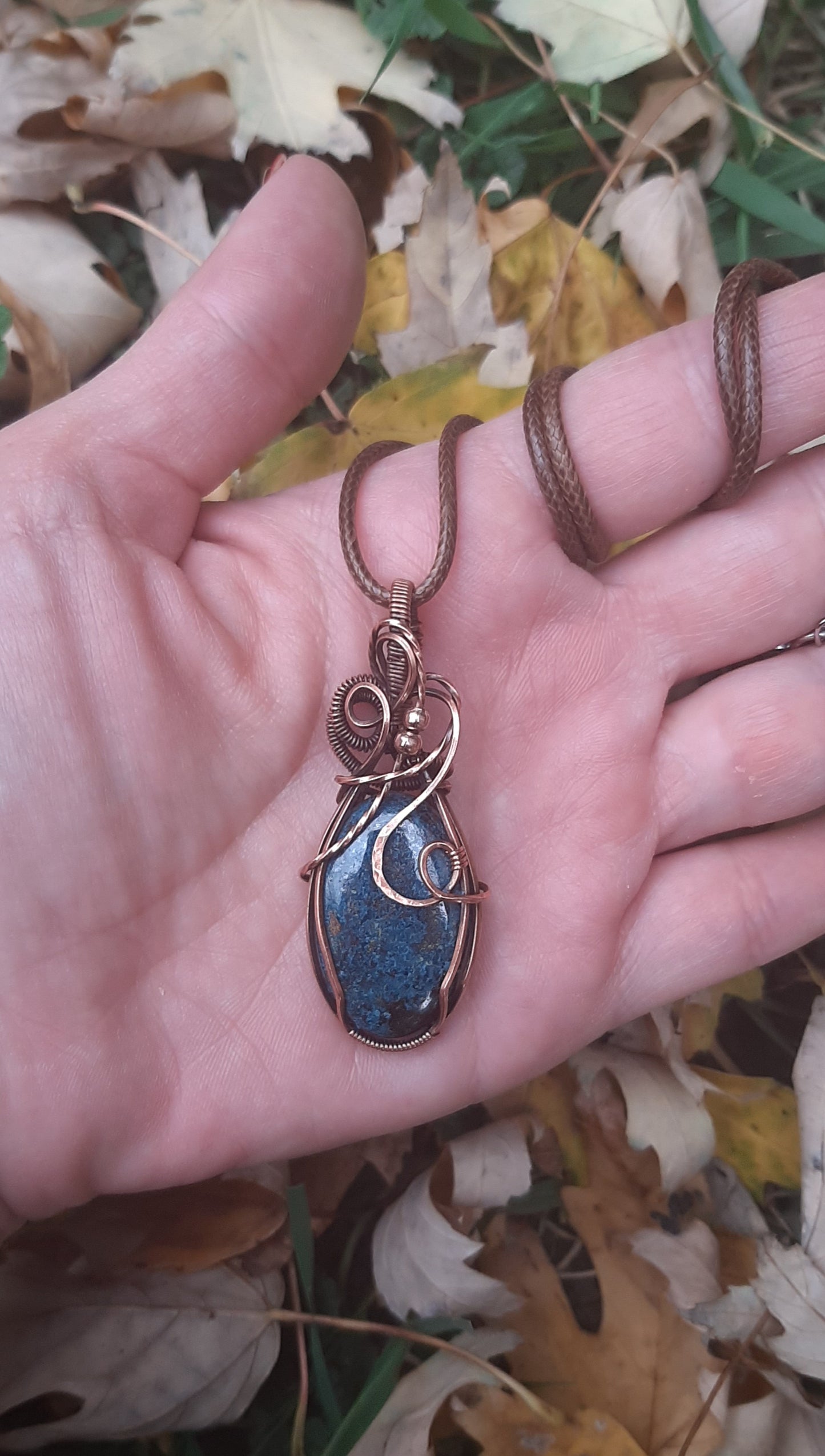 Fancy Azurite in oxidized copper