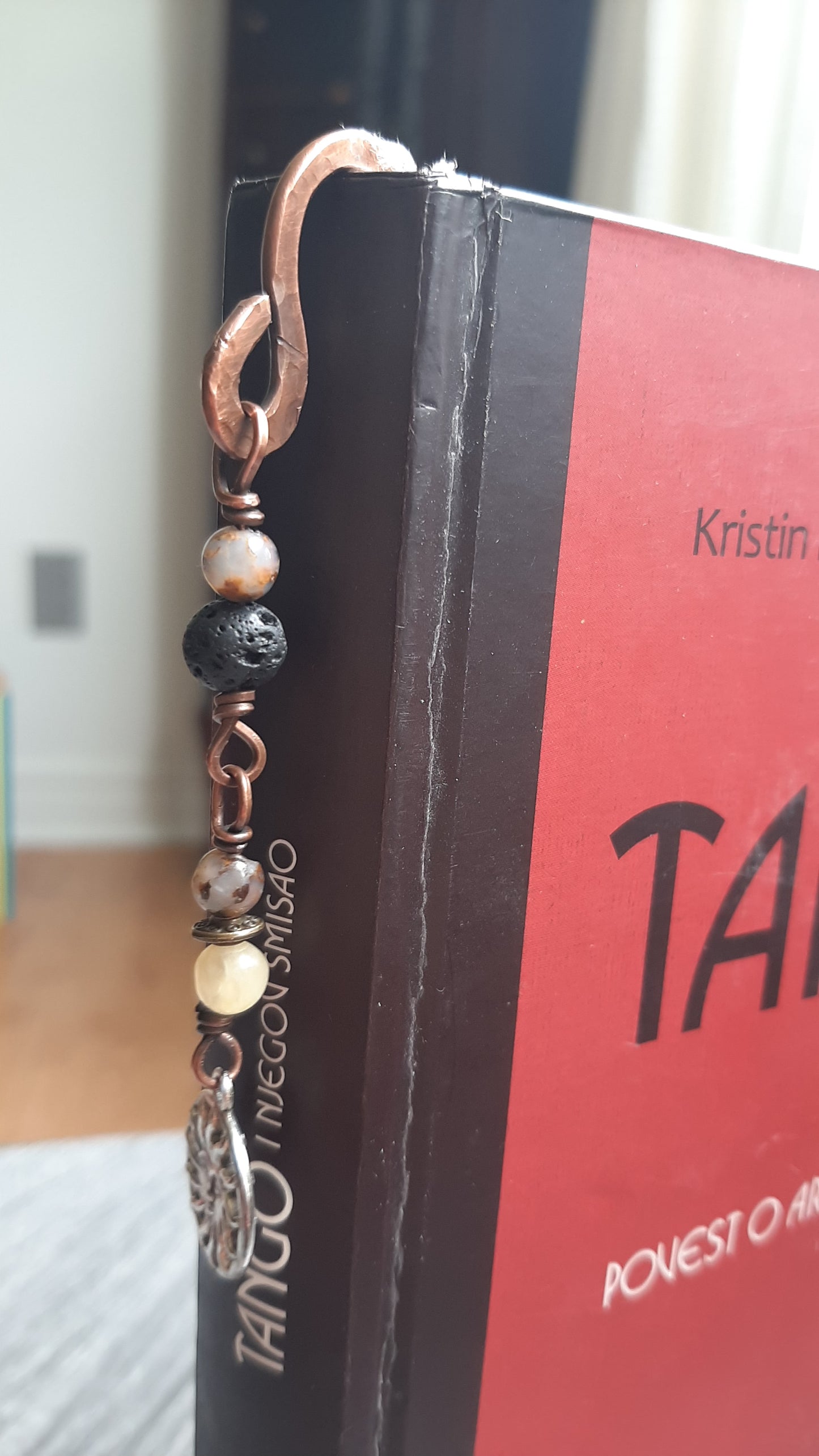 Bookmark - copper metal and gemstones