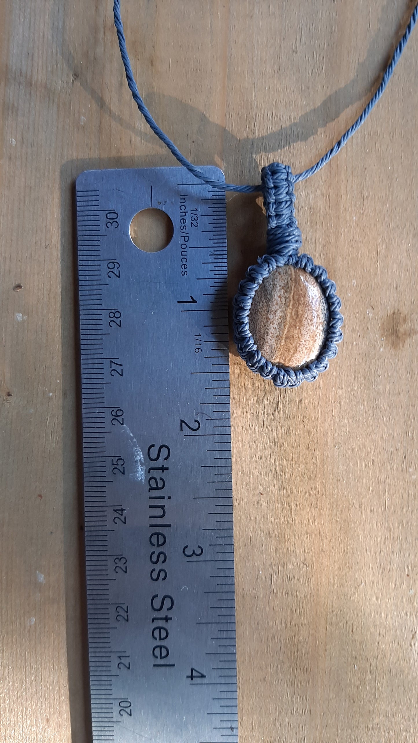 Blue macrame with Picture Jasper