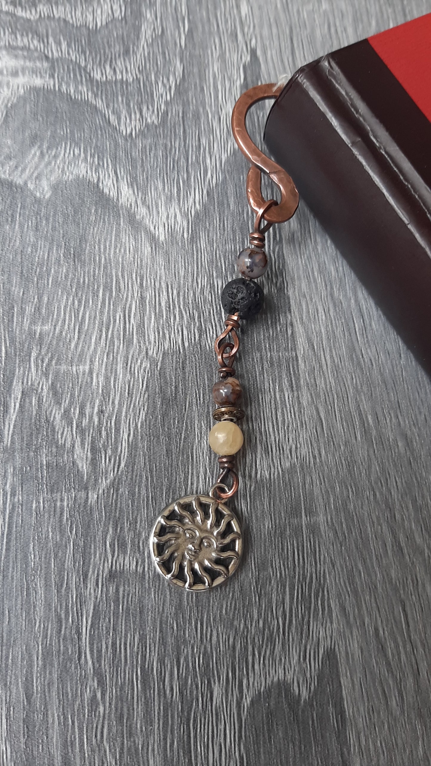 Bookmark - copper metal and gemstones