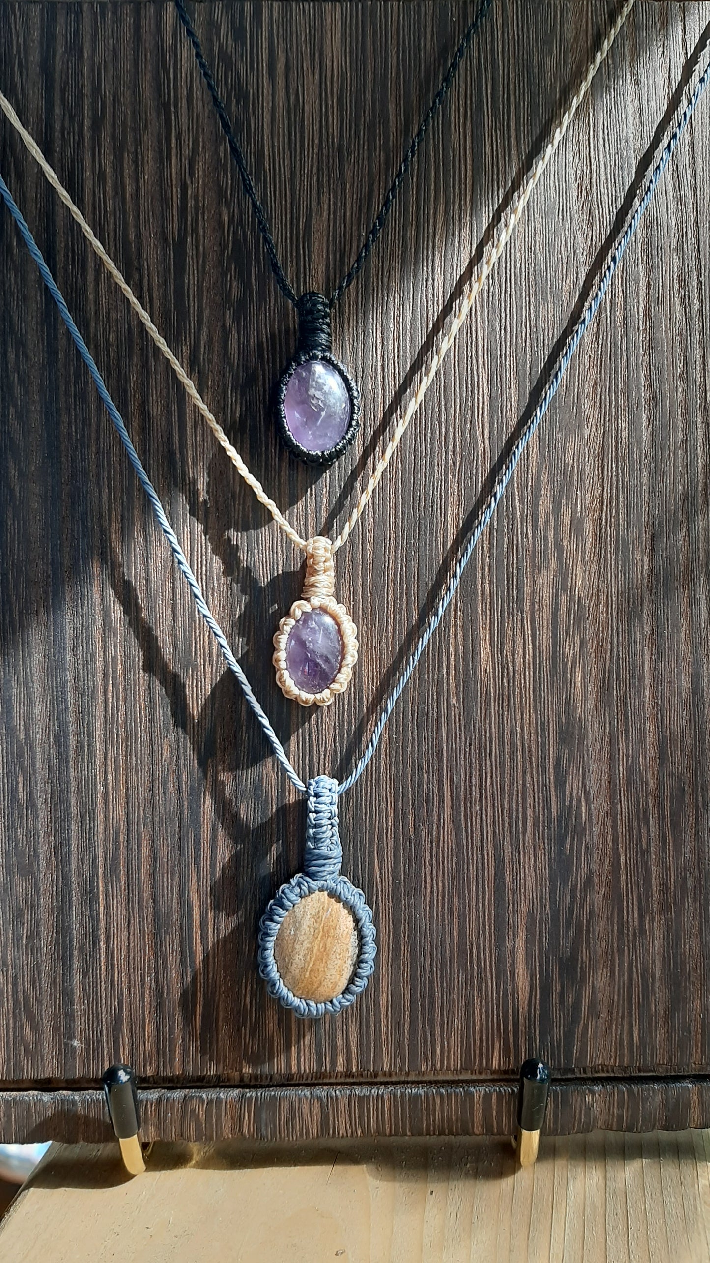 Blue macrame with Picture Jasper