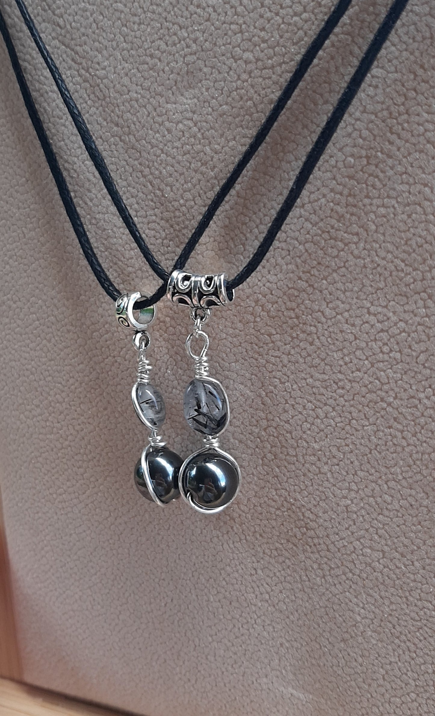 Magnetic Hematite & Rutilated Quartz in Silver filled wire