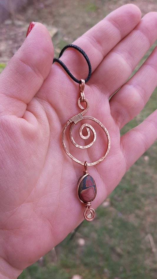 Copper pendant with RED CREEK Jasper bead