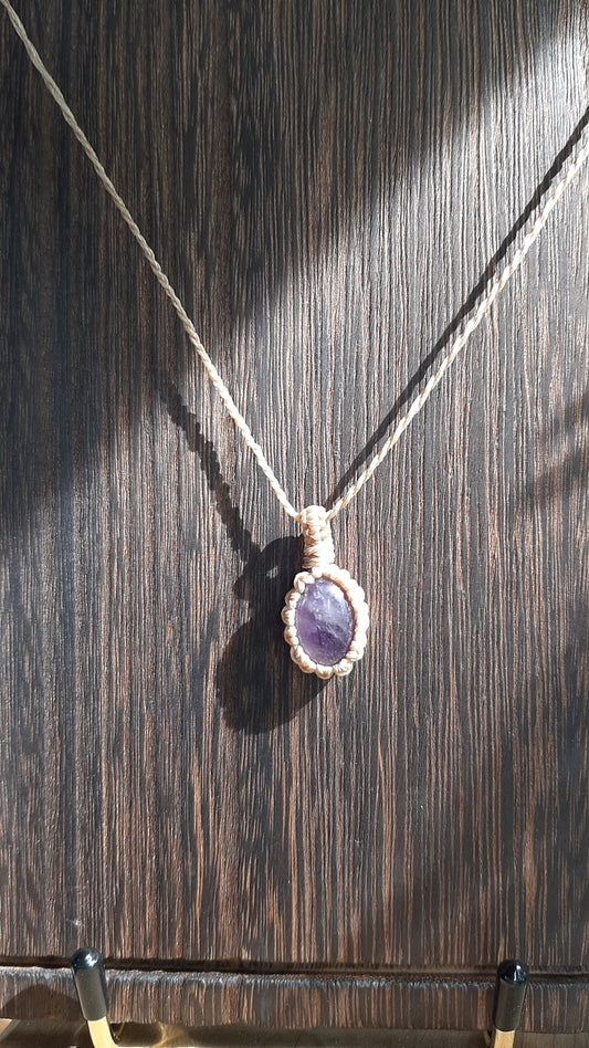 Macrame- light skin colour -with Amethyst stone - SALE