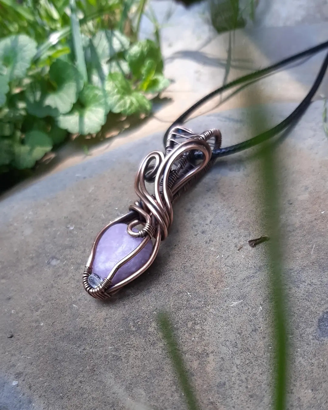 Lepidolite in oxidized copper metal