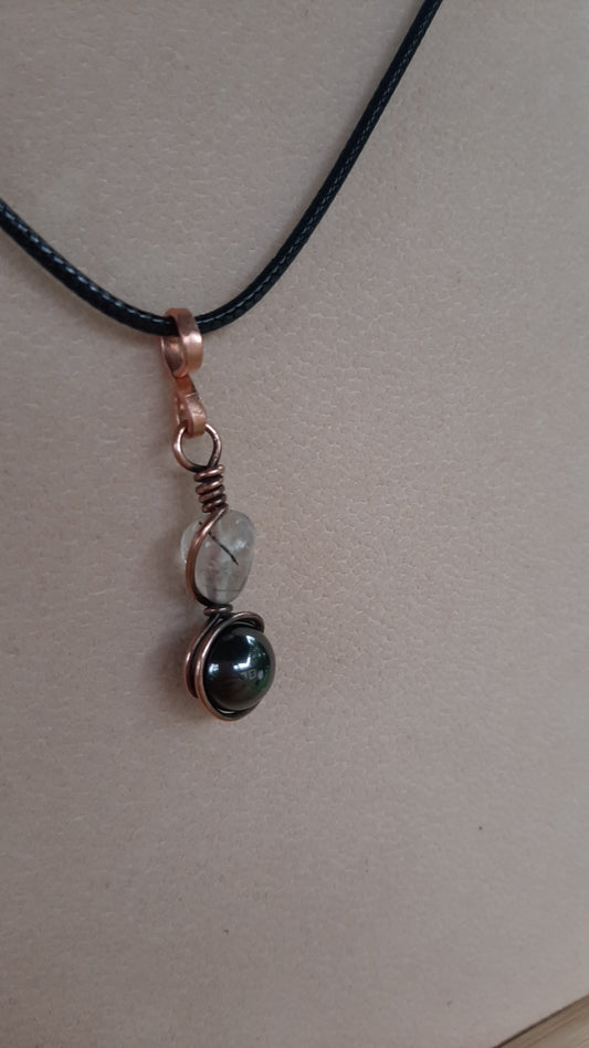 Magnetic Hematite & Rutilated Quartz in oxidized copper metal