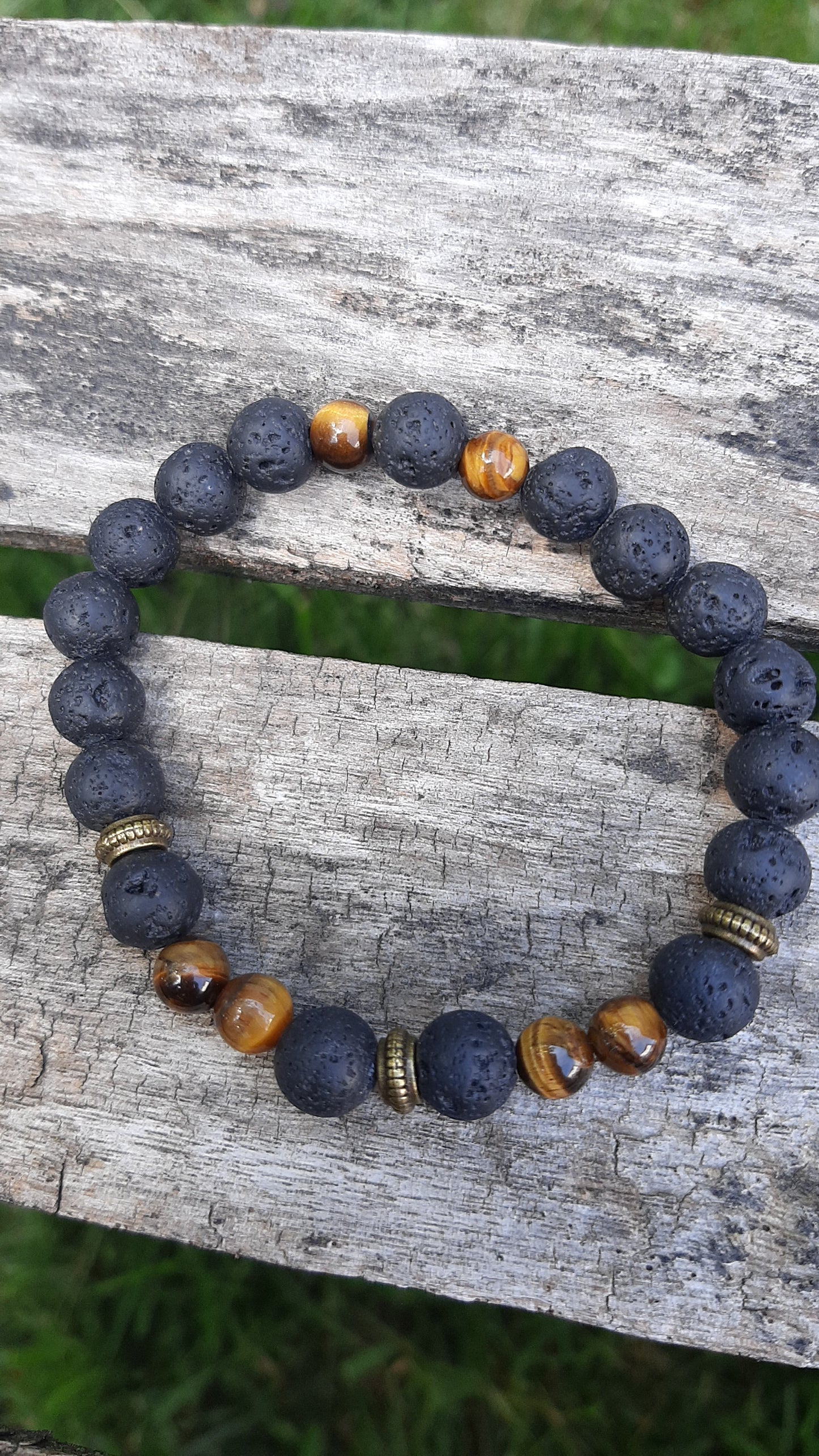 Lava stone & tiger eye grounding bracelet