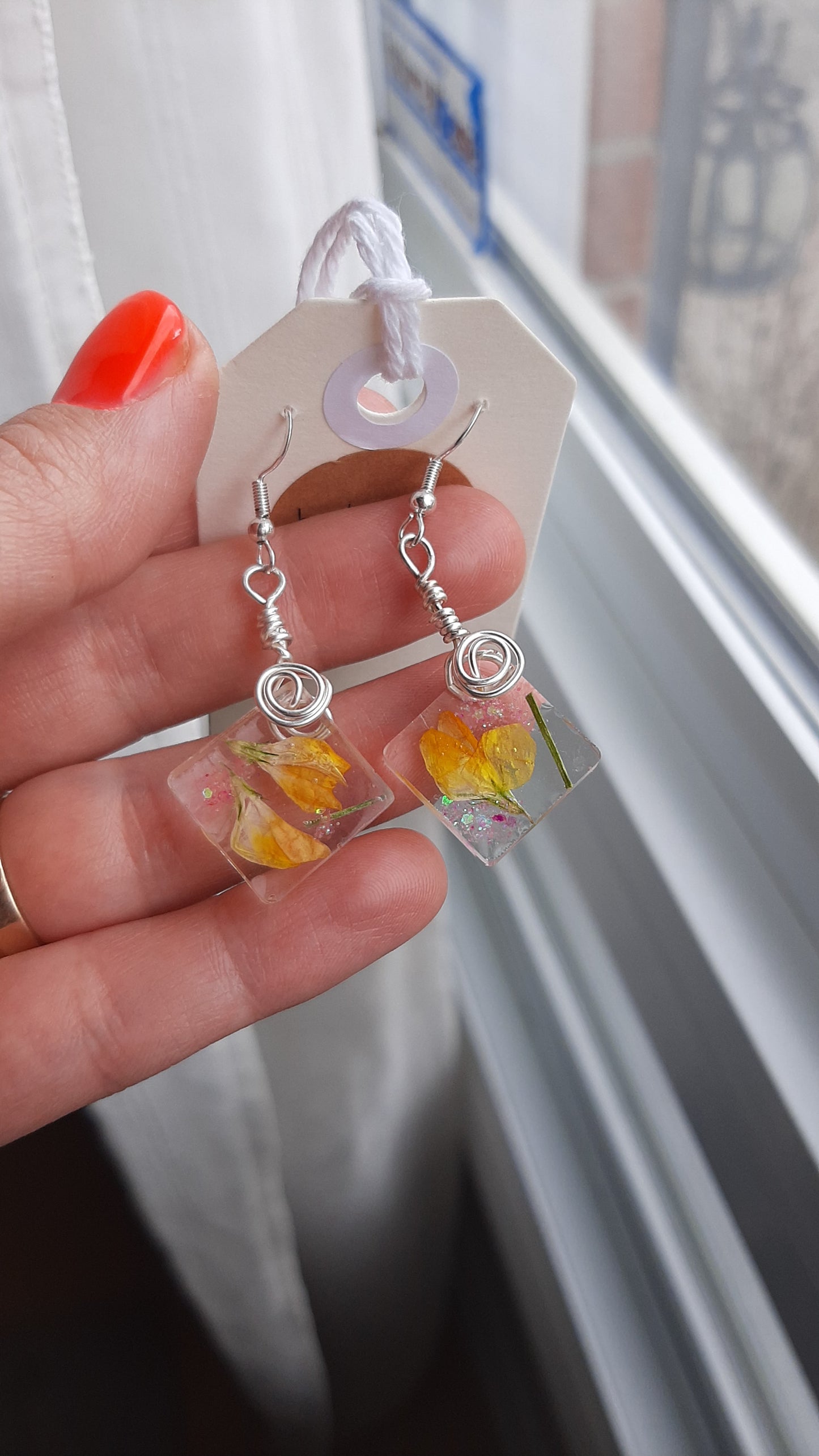 Yellow flower earrings