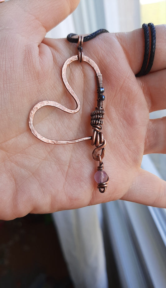 Heart pendant with Amethyst bead