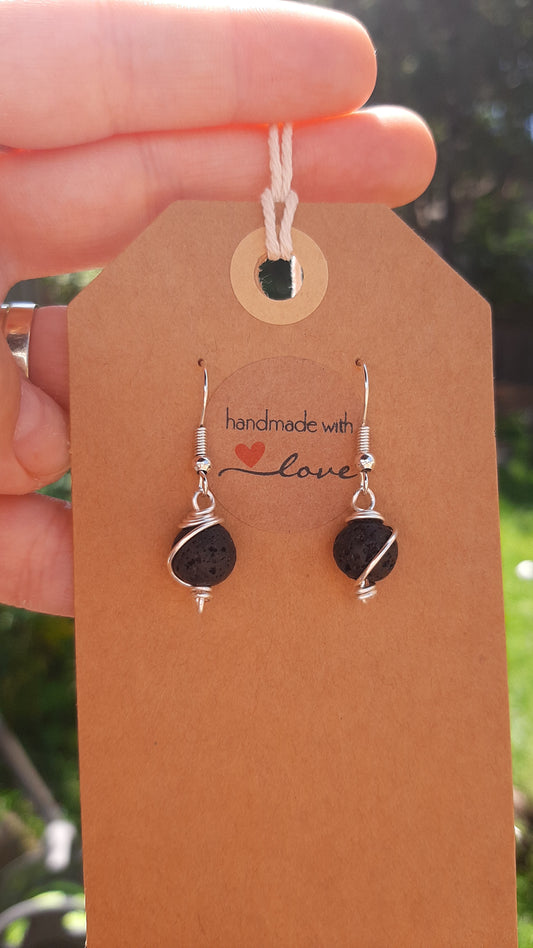 Elegant lava stone earrings