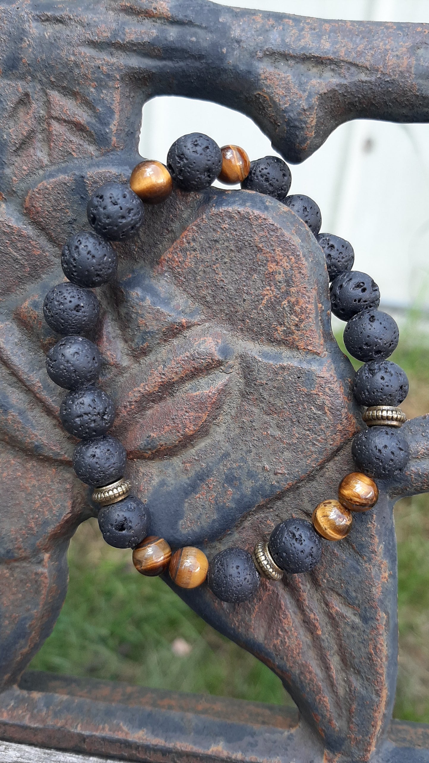 Lava stone & tiger eye grounding bracelet