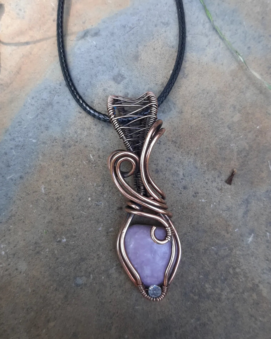 Lepidolite in oxidized copper metal