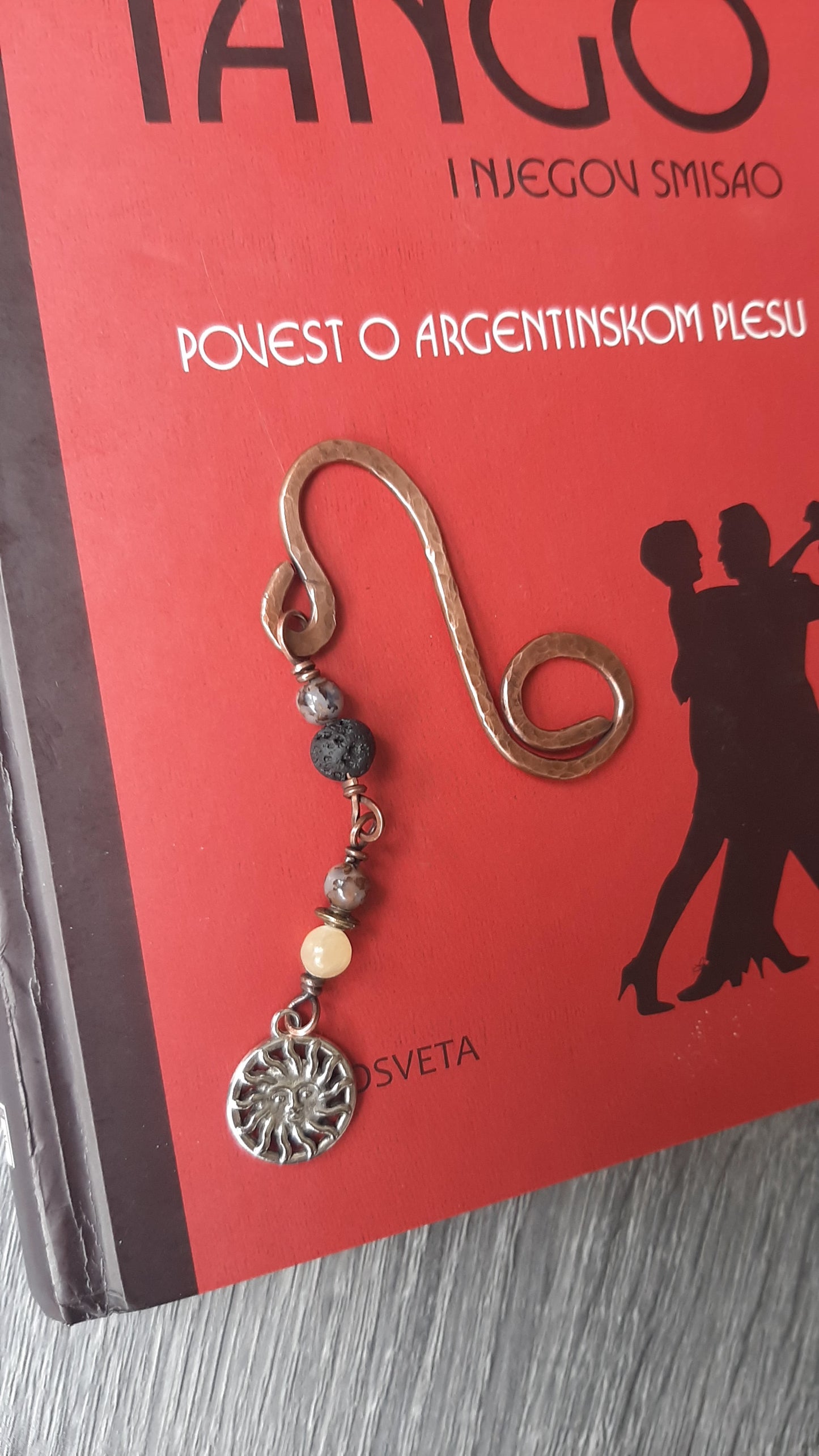 Bookmark - copper metal and gemstones